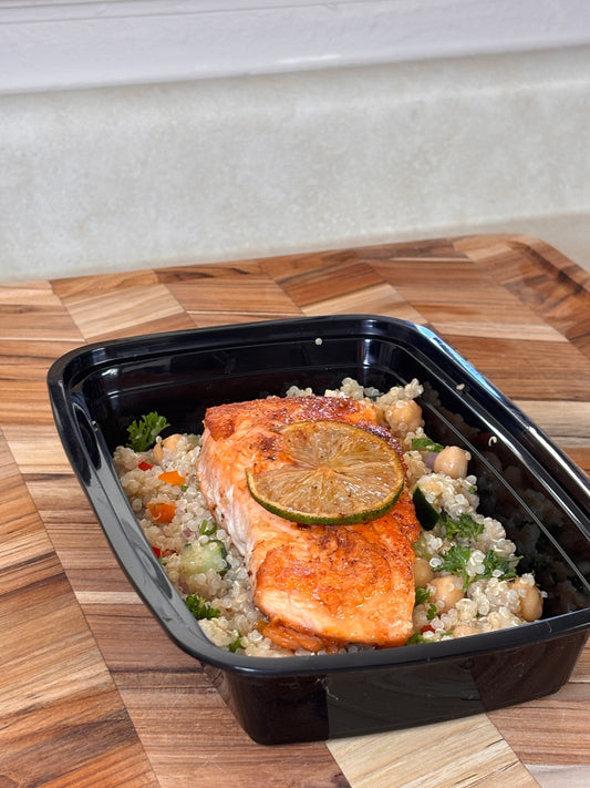 Quinoa Salad and Salmon